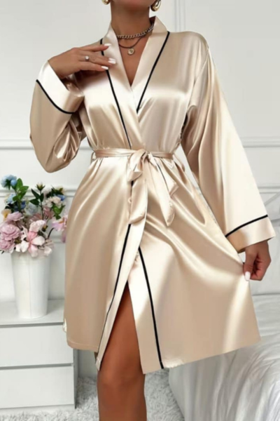 Satenski ogrtač kratki 25845 krem